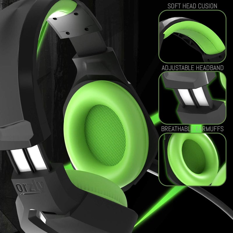 Orzly Gaming Headset (Green) for PC and Gaming Consoles PS5, PS4, Xbox Series X | S, Xbox ONE, Nintendo Switch & Google Stadia Stereo Sound with Noise Cancelling mic - Hornet RXH-20 Sagano Edition - Image 4